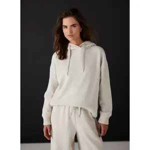 Mint Velvet Cream Cotton Blend Hooded Sweatshirt